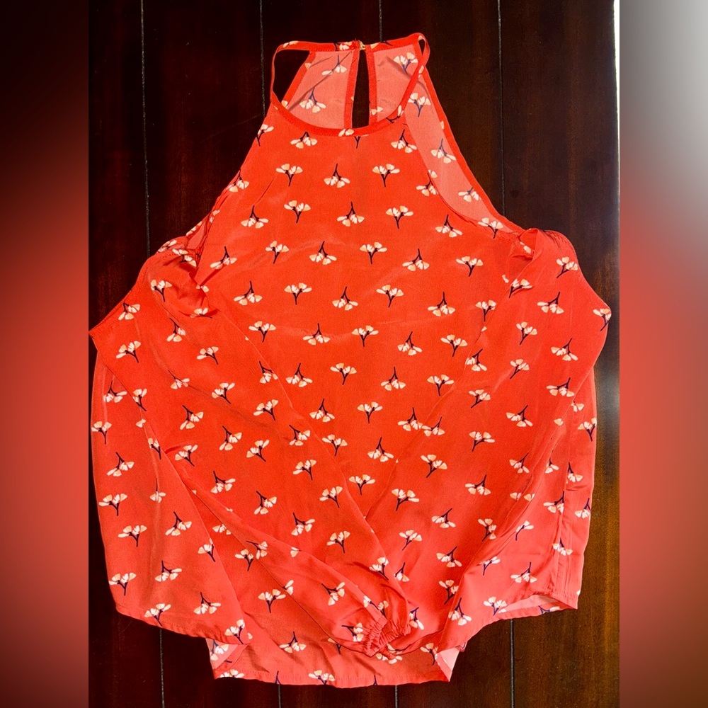 Abercrombie & Fitch Orange Floral Top Long Sleeve